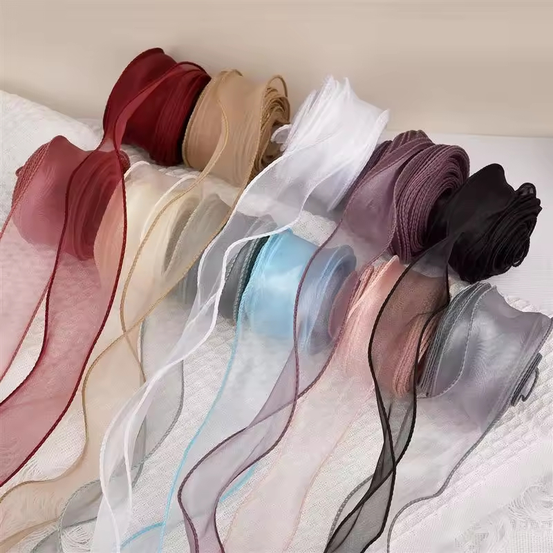 Ribbon Organza Roll - 10 jardów/rolka Przezroczysta wstążka szyfonowa Organza