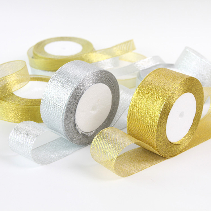 Ribbon Organza Roll - Złota/srebrna wstążka z organzy cebuli 25