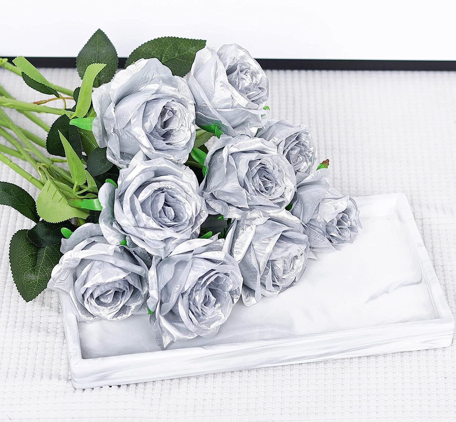 Sztuczna srebrna róża na długi – Dried Flower Bunch recenzja i cena